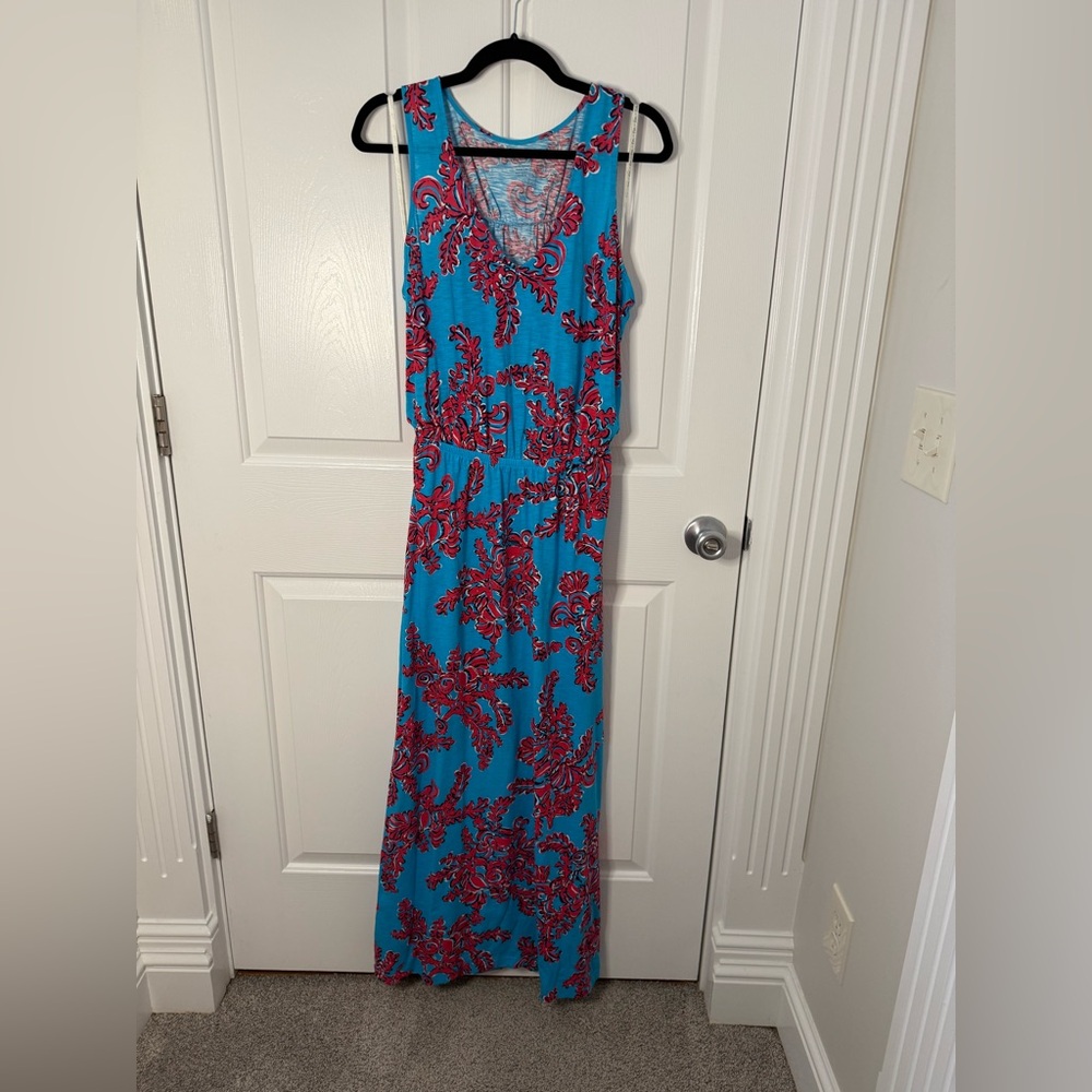 Lilly Pulitzer Searulean Blue Rhode Island Reef  Mills Maxi Dress Size Medium